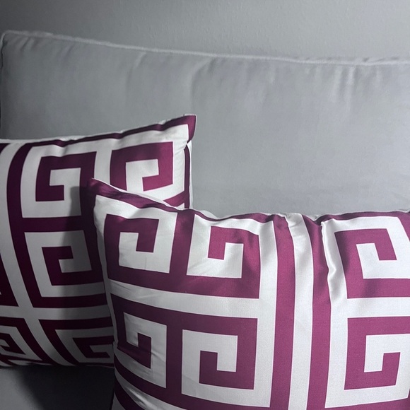 Red Stripped Decorative Throw Pillows Set of 2 - Picture 3 of 11